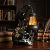 Resin Crow Skull Lamp Gothic Crow Night Light Handcrafted Retro Skull Lamp