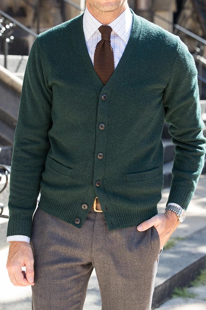 Men’s Fashion Solid Color Button-knit Cardigan