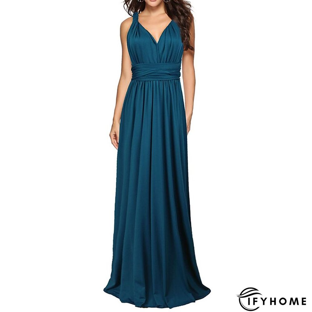 Women‘s Prom Party Dress Swing Dress Long Dress Maxi Dress Green Black Blue Sleeveless Pure Color Backless Spring Summer V Neck Party S M L XL | IFYHOME
