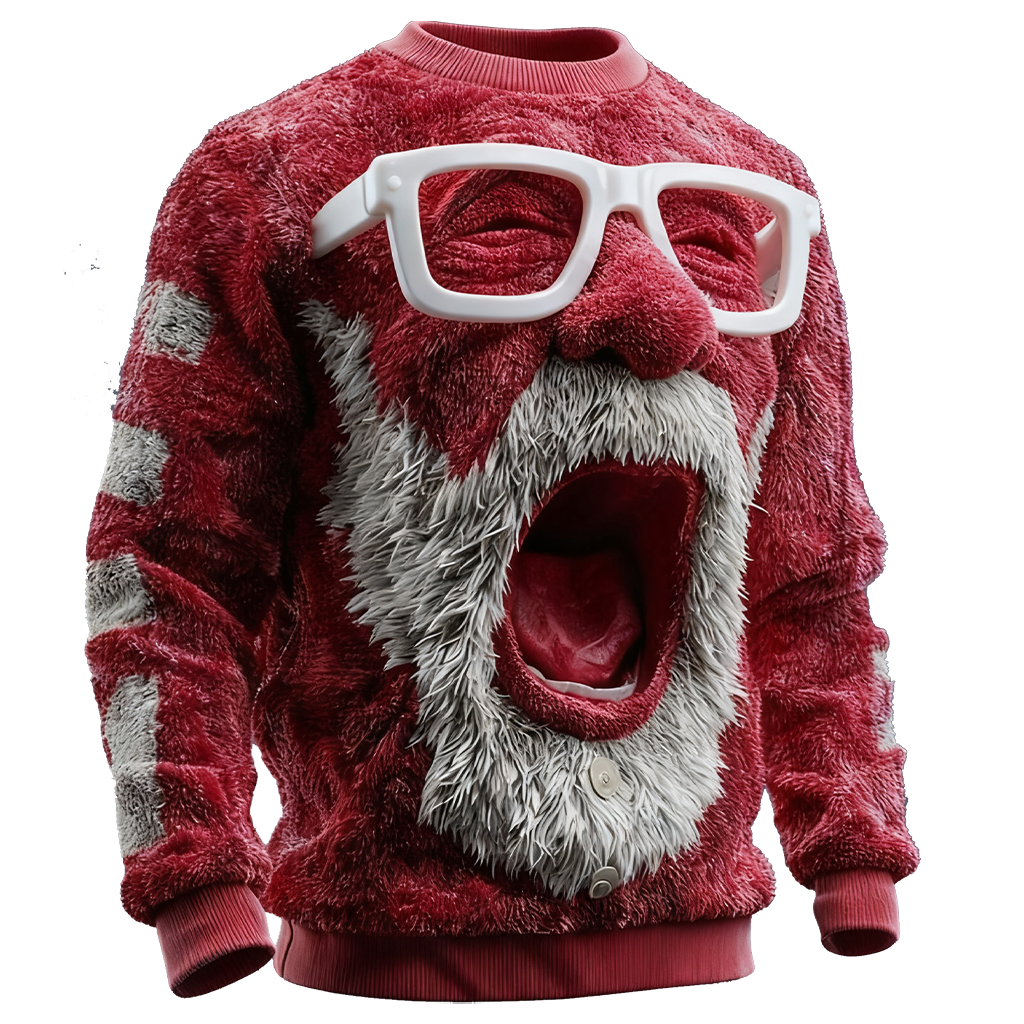 3D Print Santa Face Christmas Ugly Sweater-inspireuse