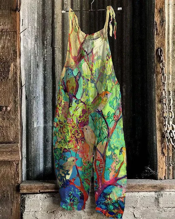 Women's  Floral Print Loose Casual Jumpsuit