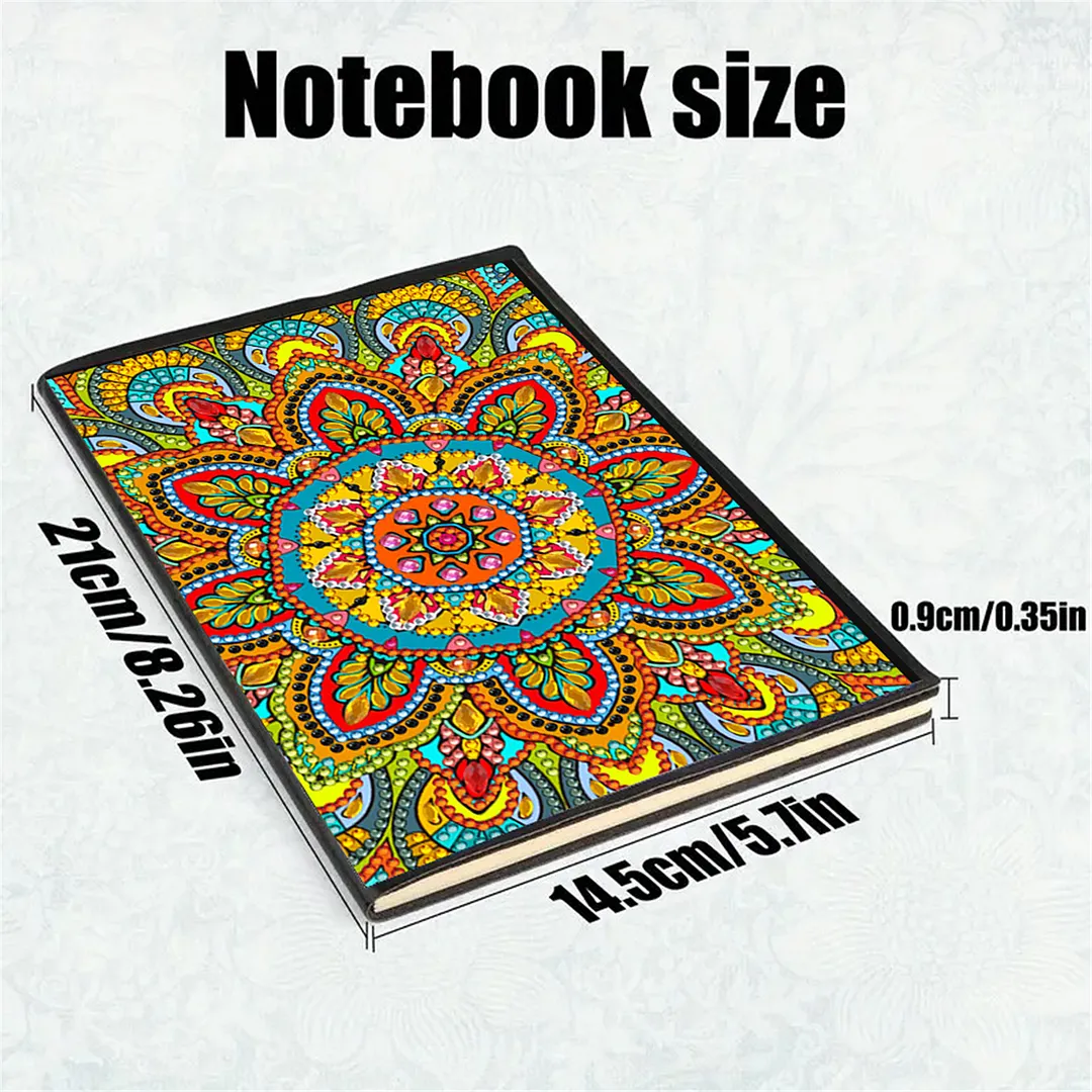DIY Flower Diamond Painting Journals Notebooks 50 Pages A5 No Lines Special Shaped Diamond Art Kits for Beginners Craft Lovers and Artists (Mandala)