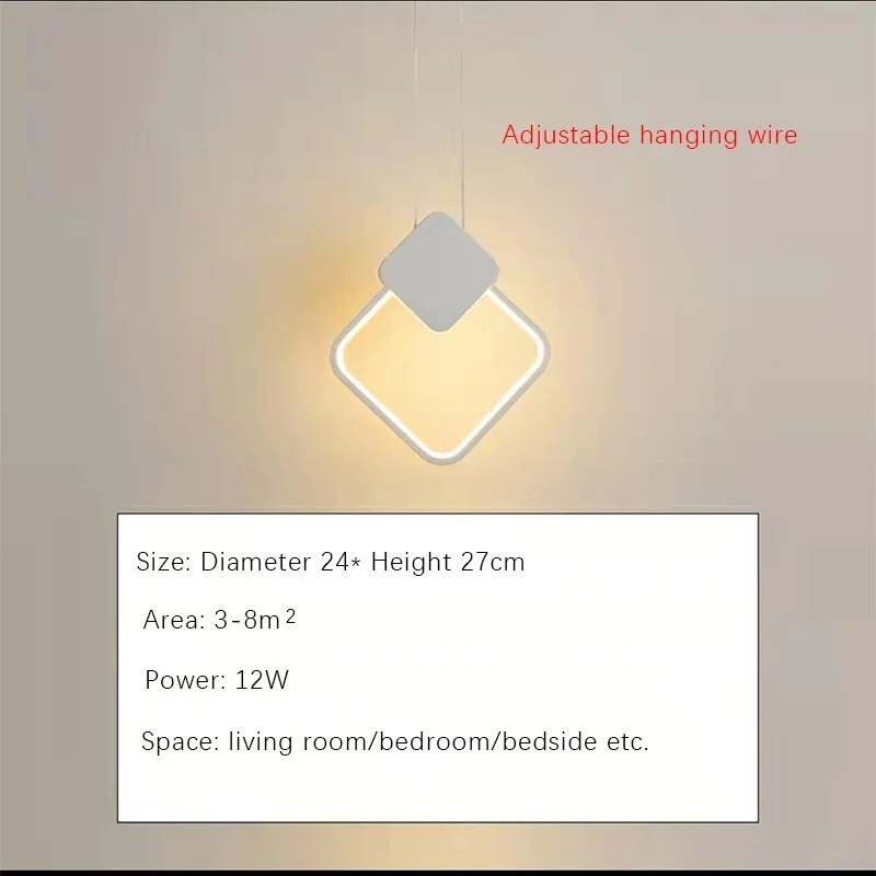 Modern bedside chandelier bedroom living sofa LED chandelier adjustable line single head dining lamp ceiling chandelier light la