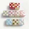 100PCS Lovely Flashing Painting Square Plaid Dice DIY Beads