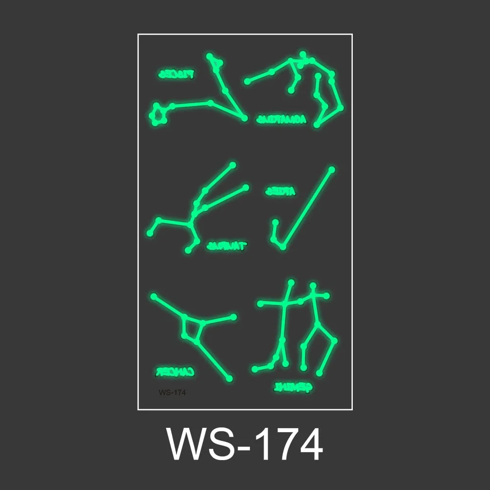 Luminous Tattoo Sticker Nightclub Bar Music Festival Carnival Tattoo Sticker Fluorescent Musical Note Glowing Cool Face Sticker