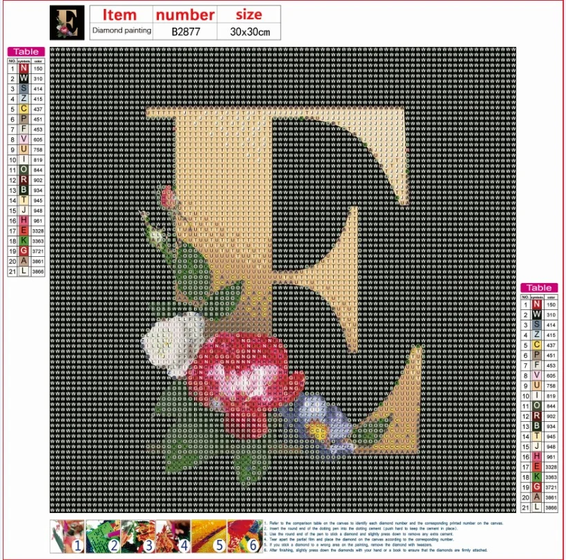 Diamond Painting - Full Round Drill - Flower Alphabet(30*30cm)