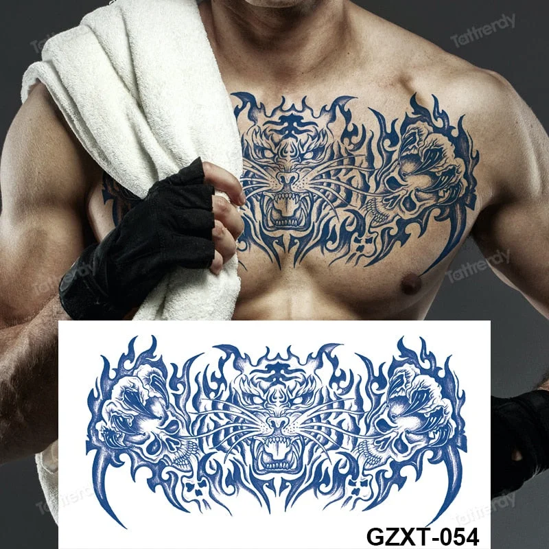 large temporary tattoo juice ink long lasting blue tattoo sticker breast chest totem wings dragon body art painting sexy for men