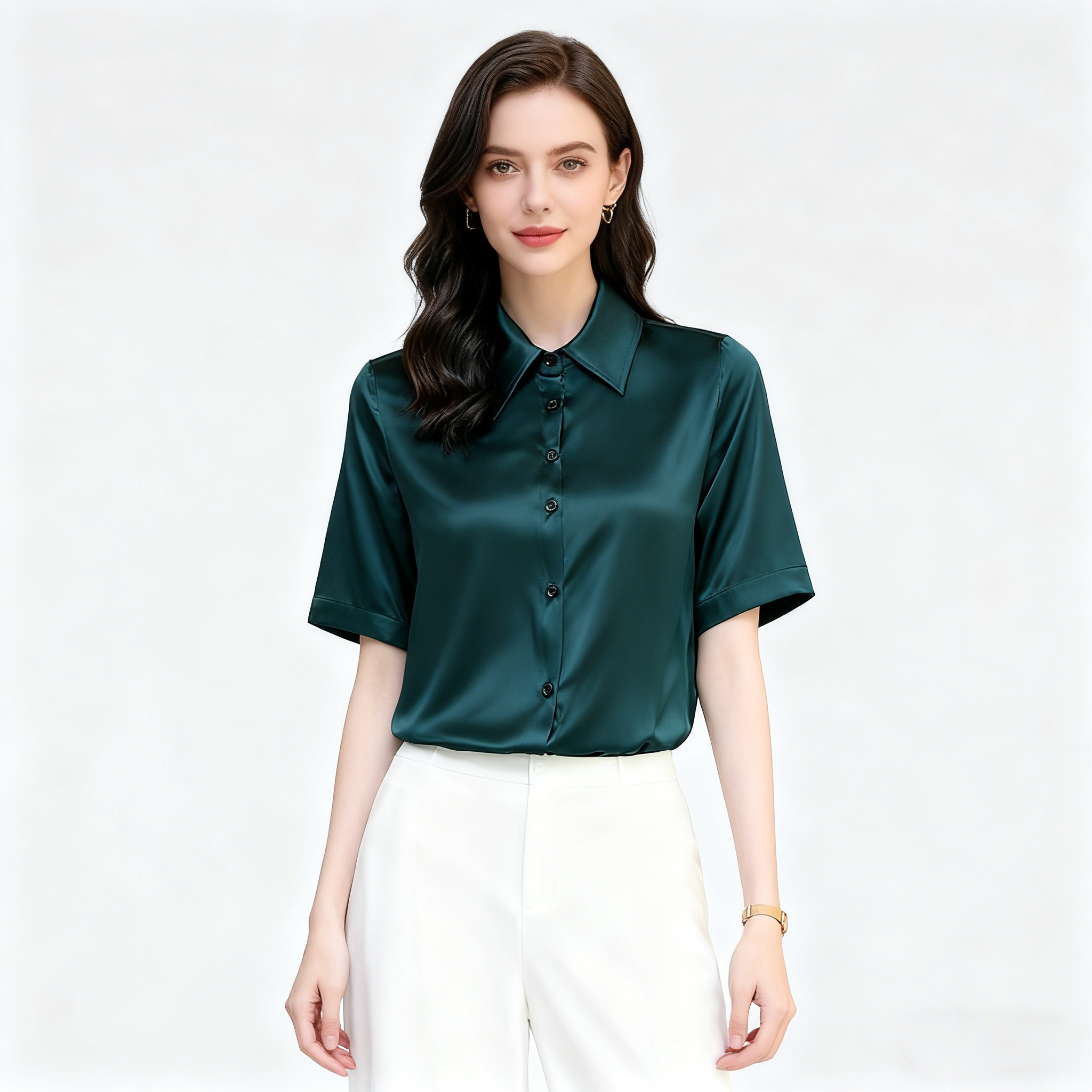 Solid Color Silk Shirt for Women REAL SILK LIFE