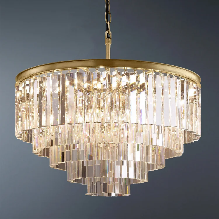 Multi-tier Round Crystal 1920s Odeon Crystal Chandelier Dining Room Lighting D32" Vjlight