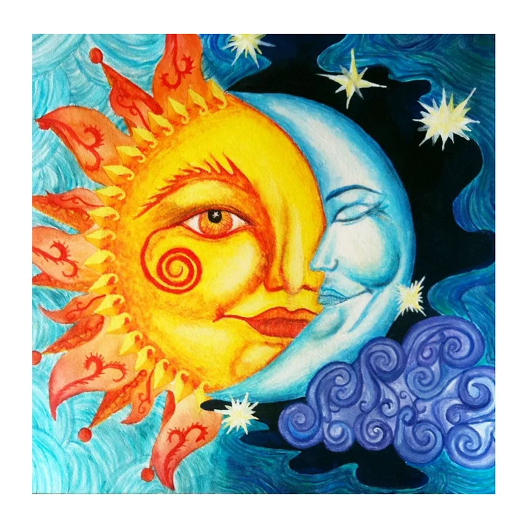Sun Moon 11CT Stamped Cross Stitch (40*40CM) fgoby