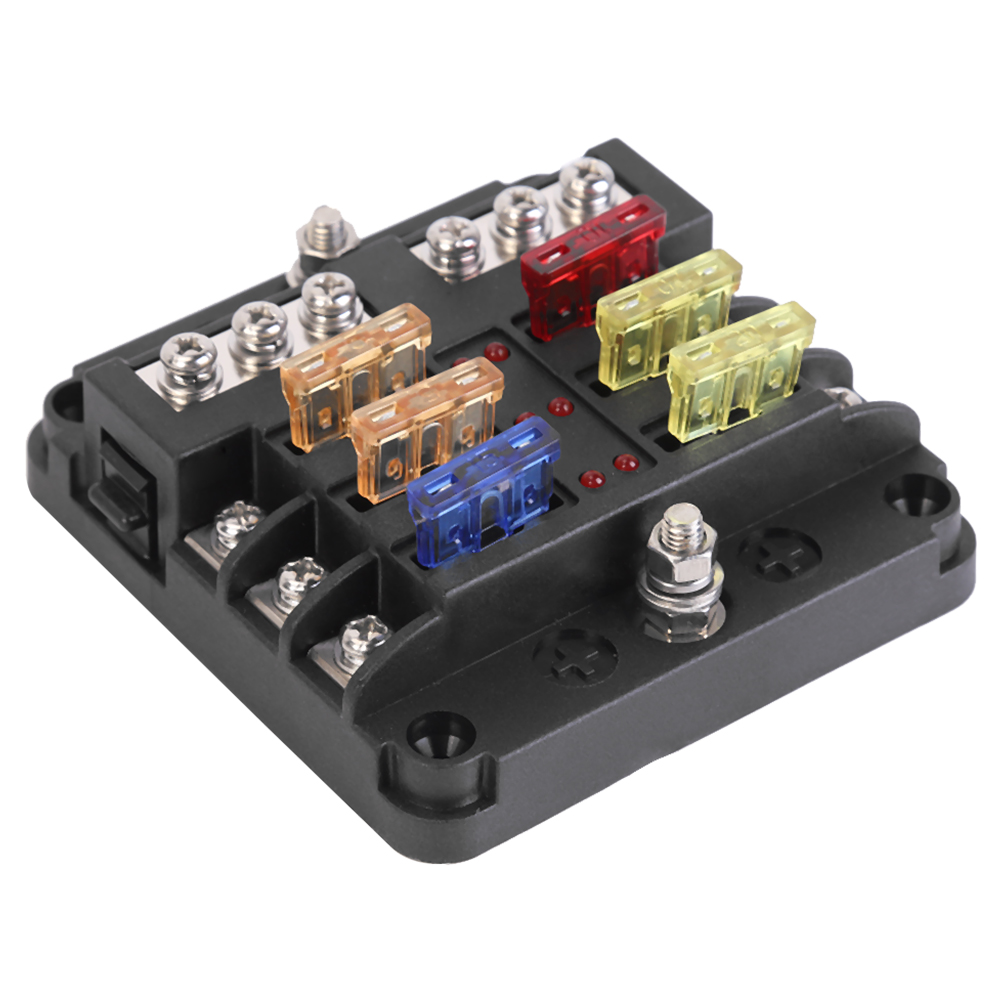 

6 Way Fuse Box Standard Blade Fuse Holder with Negative Bus for Car Boat, 501 Original