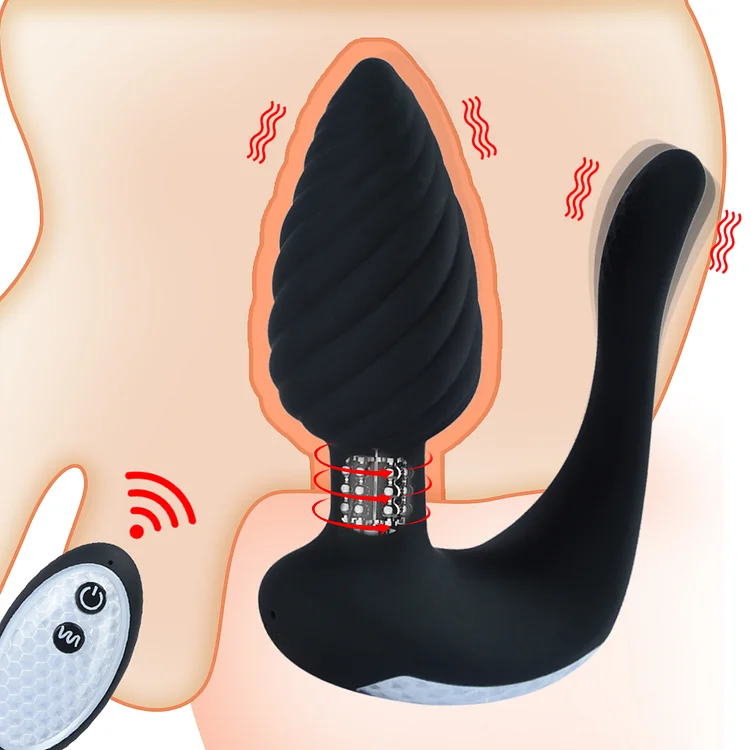 10-frequency Remote Control Rotating Bead Anal Plug Spiral Butt Plug