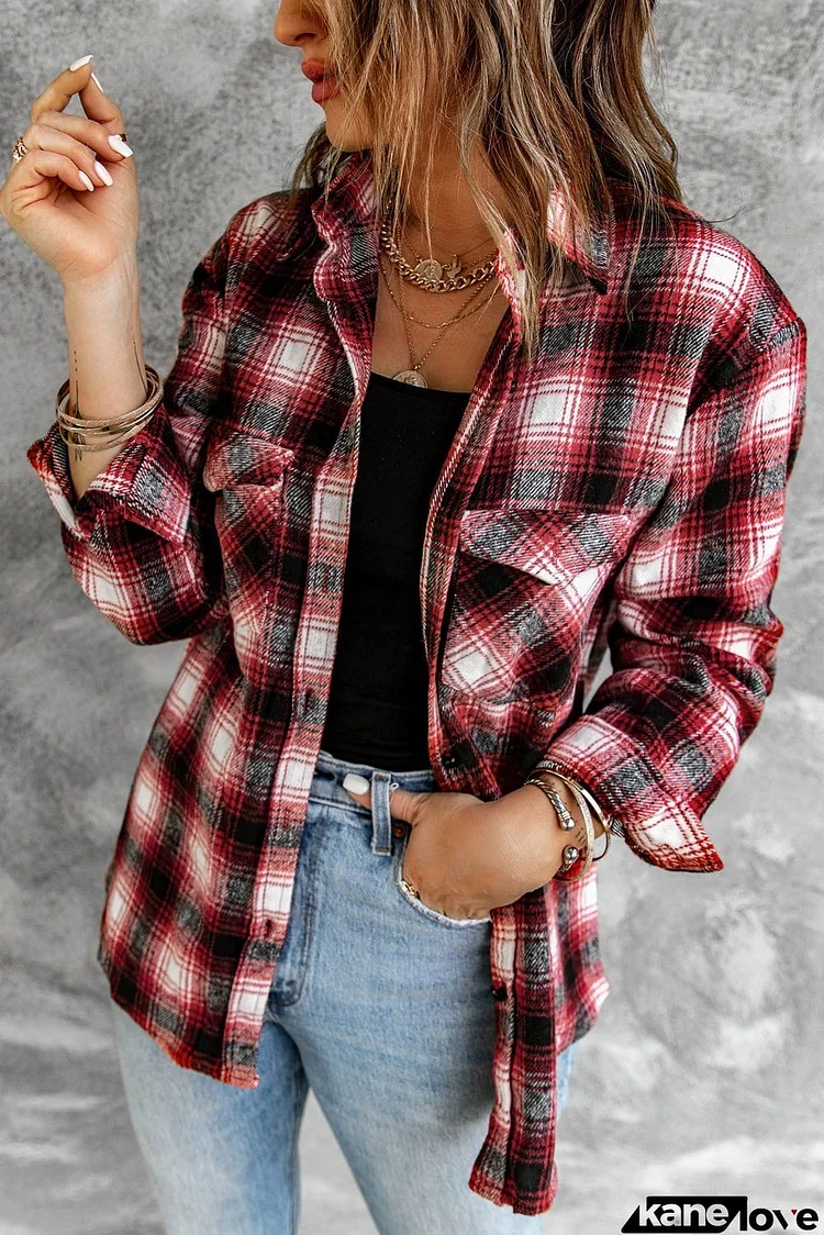 Red Buttons Plaid Shacket