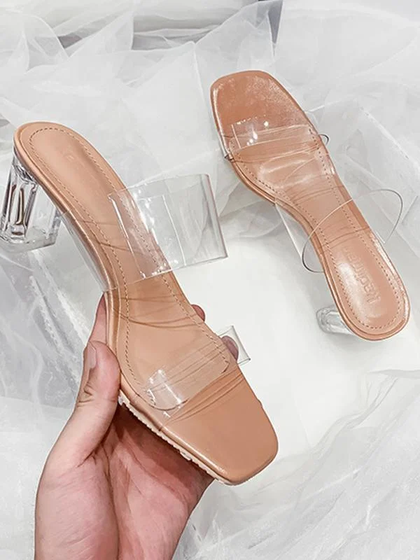 Crystal high heels with thick heel sandals and slippers