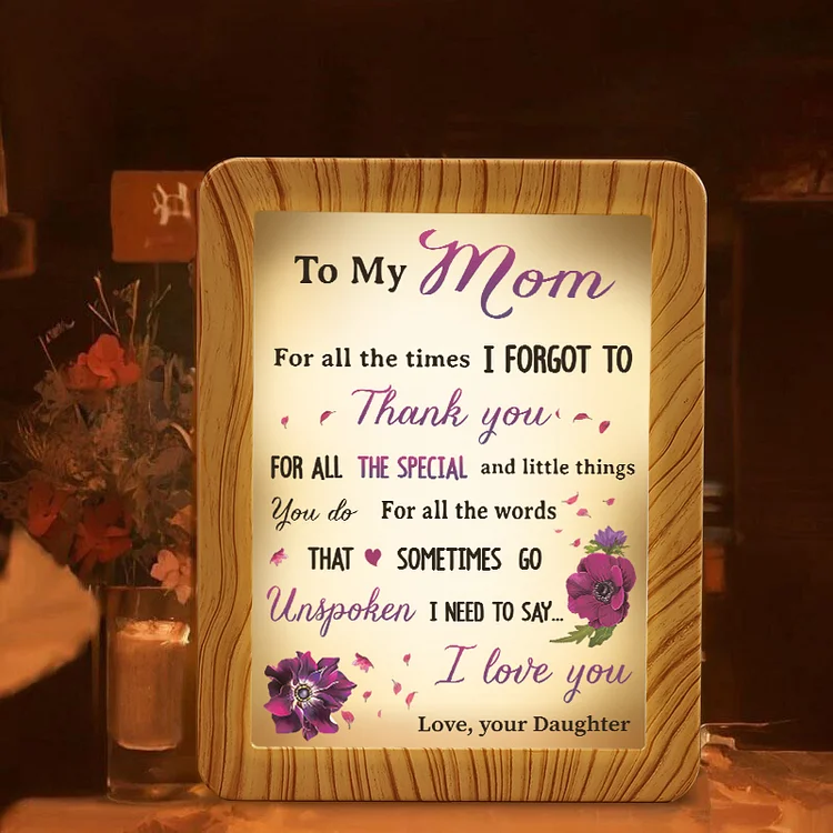 Violet Night Light Mirror Frame LED Lamp Mother's Day Gift Daughter to Mum/Mom - For All The Times I Forgot To Thank You