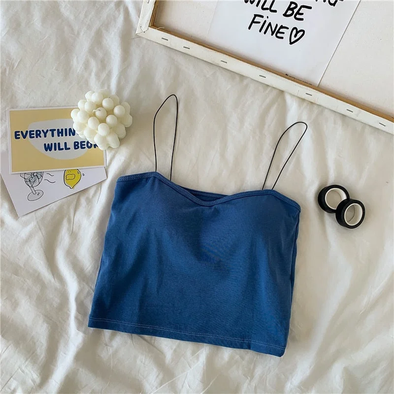 Women's Tube Top America Slim Vest Sexy Crop Top Female Camisoles On Thin Straps Fashion Seamless Tanks Underwear For Women