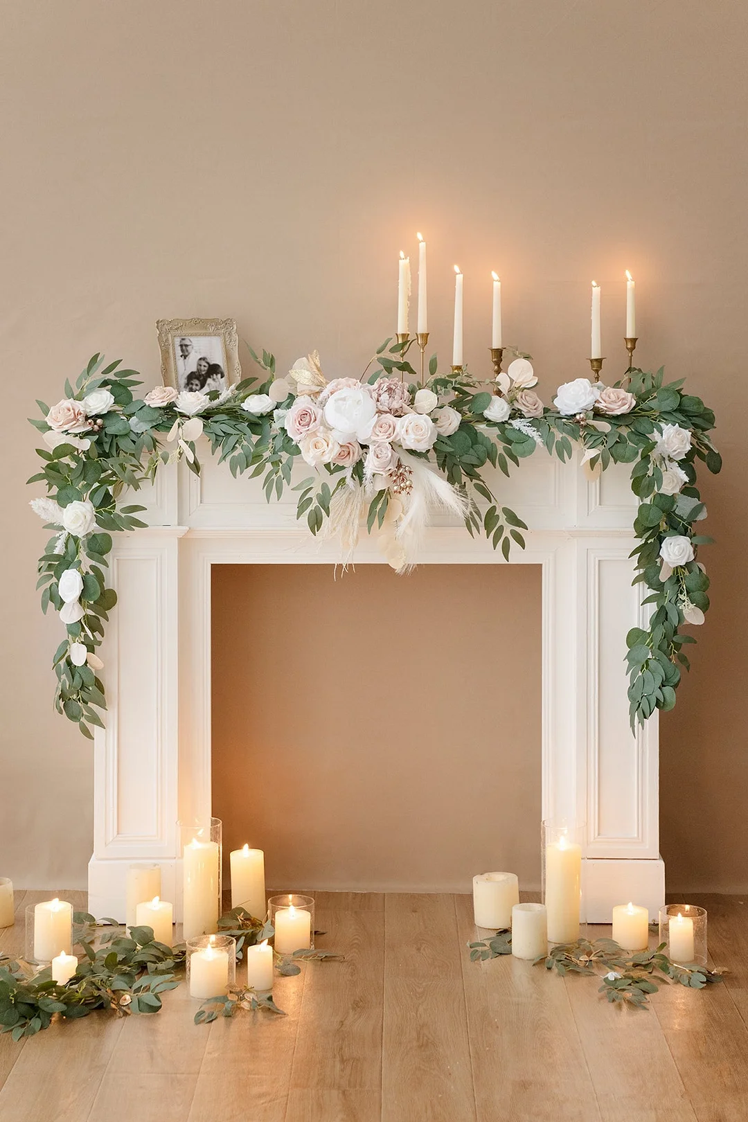 Head Table Flower Garland in White & Beige