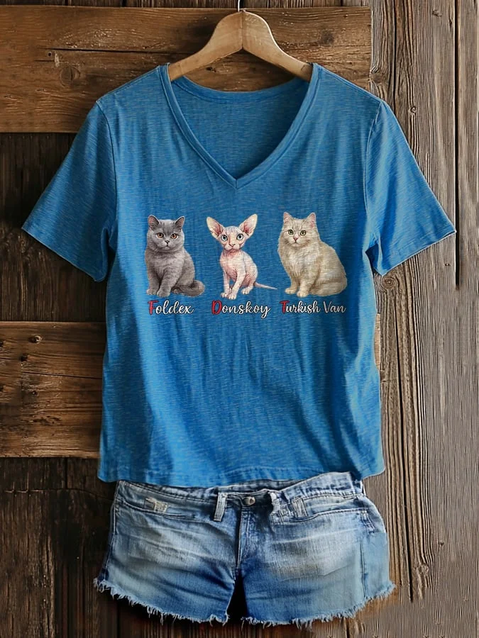 Women's FDT Print V-Neck T-Shirt  socialshop