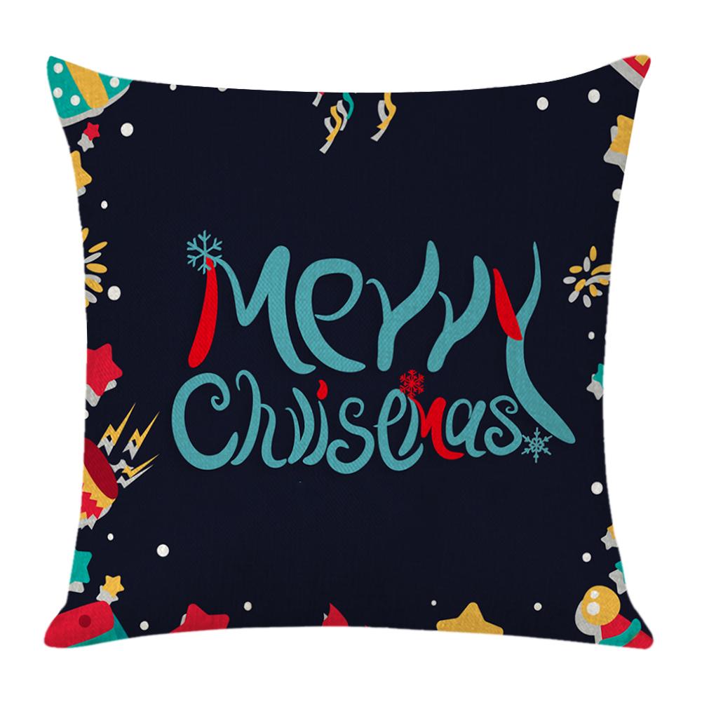 

Merry Christmas Pattern Linen Pillowcase Sofa Throw Pillow Case Cover (5, 501 Original
