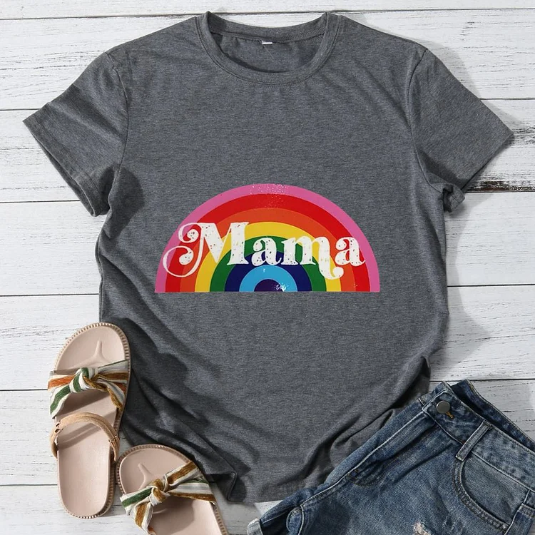 rainbow mama Round Neck T-shirt-Annaletters