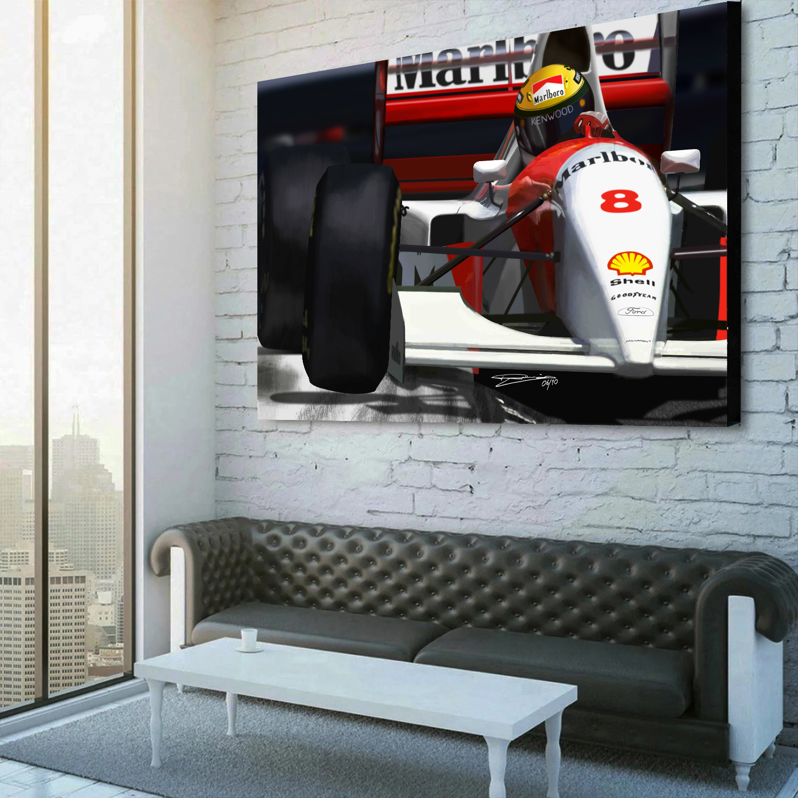 Ayrton Senna (McLaren MP4/8) 1993 Monaco GP Canvas Wall Art 