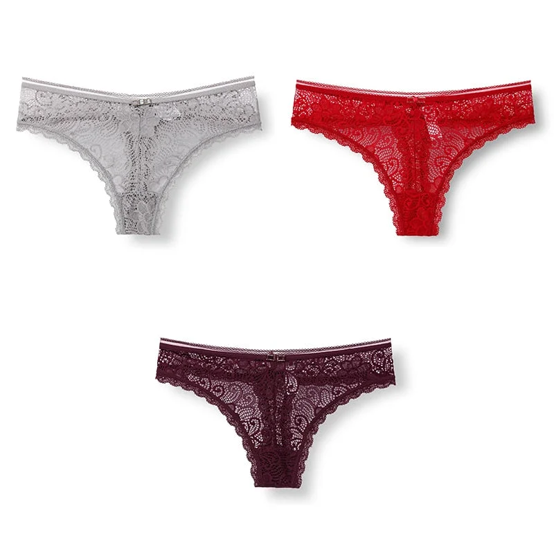 3pcs Woman Panties Sexy Lace Underwear For Women Lingerie Lady Lace T-back Female Thongs Wholesale Sexy Underpants For Women