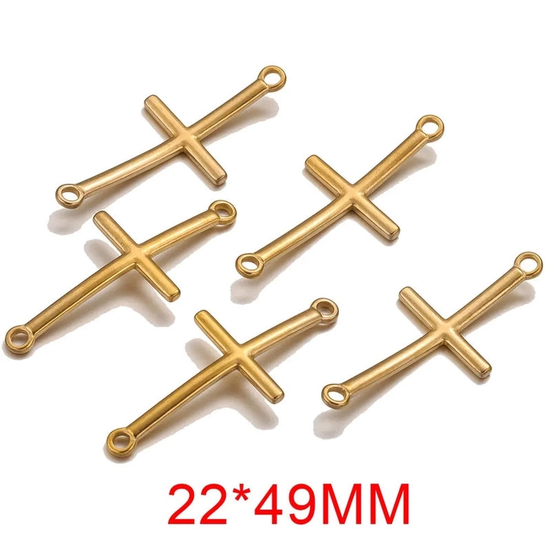 10 Pcs/package Minimalist Cross Stainless Steel Plating Connector Jewelry Accessories