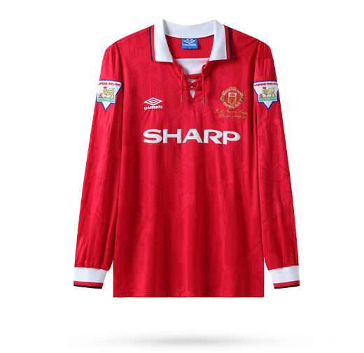 Retro 1992-1993 Manchester United Home Long Sleeve Champion Football T-Shirt Thai Quality