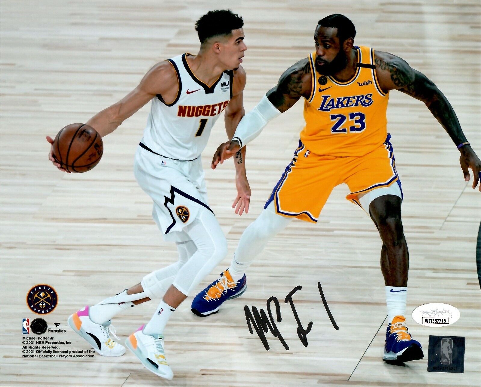 Michael Porter Jr. signed 8x10 Photo Poster painting auto Denver Nuggets JSA ITP vs Lebron James