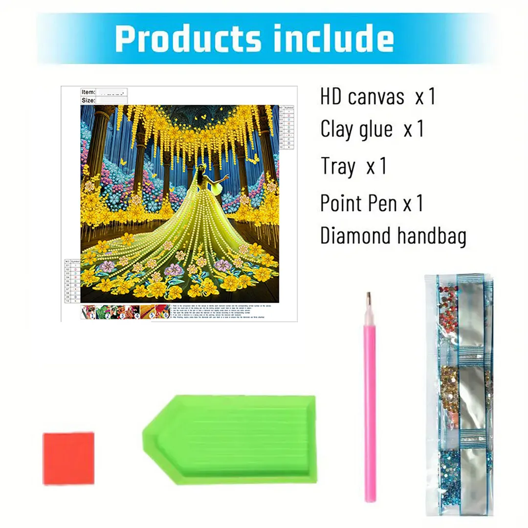 Yellow Dress Beauty - Diamond Painting - Partial Special Shaped Drill(Canvas|30*30cm)
