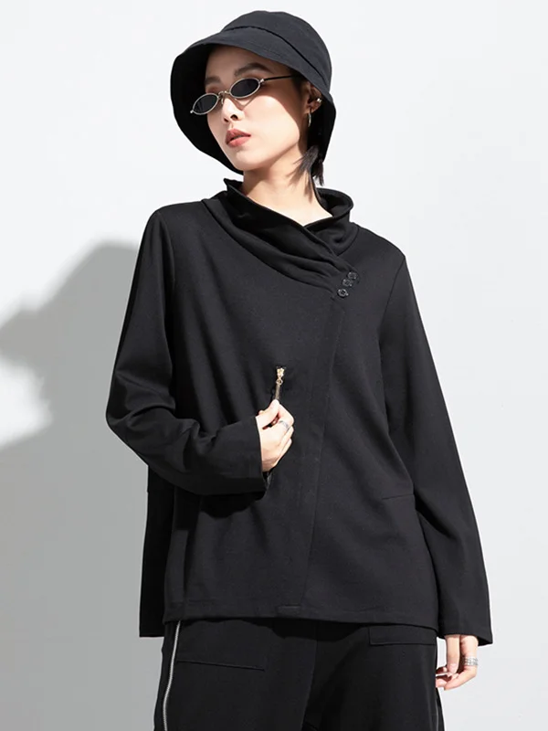 Fashion Asymmetric Solid Color Sweatshirt Top