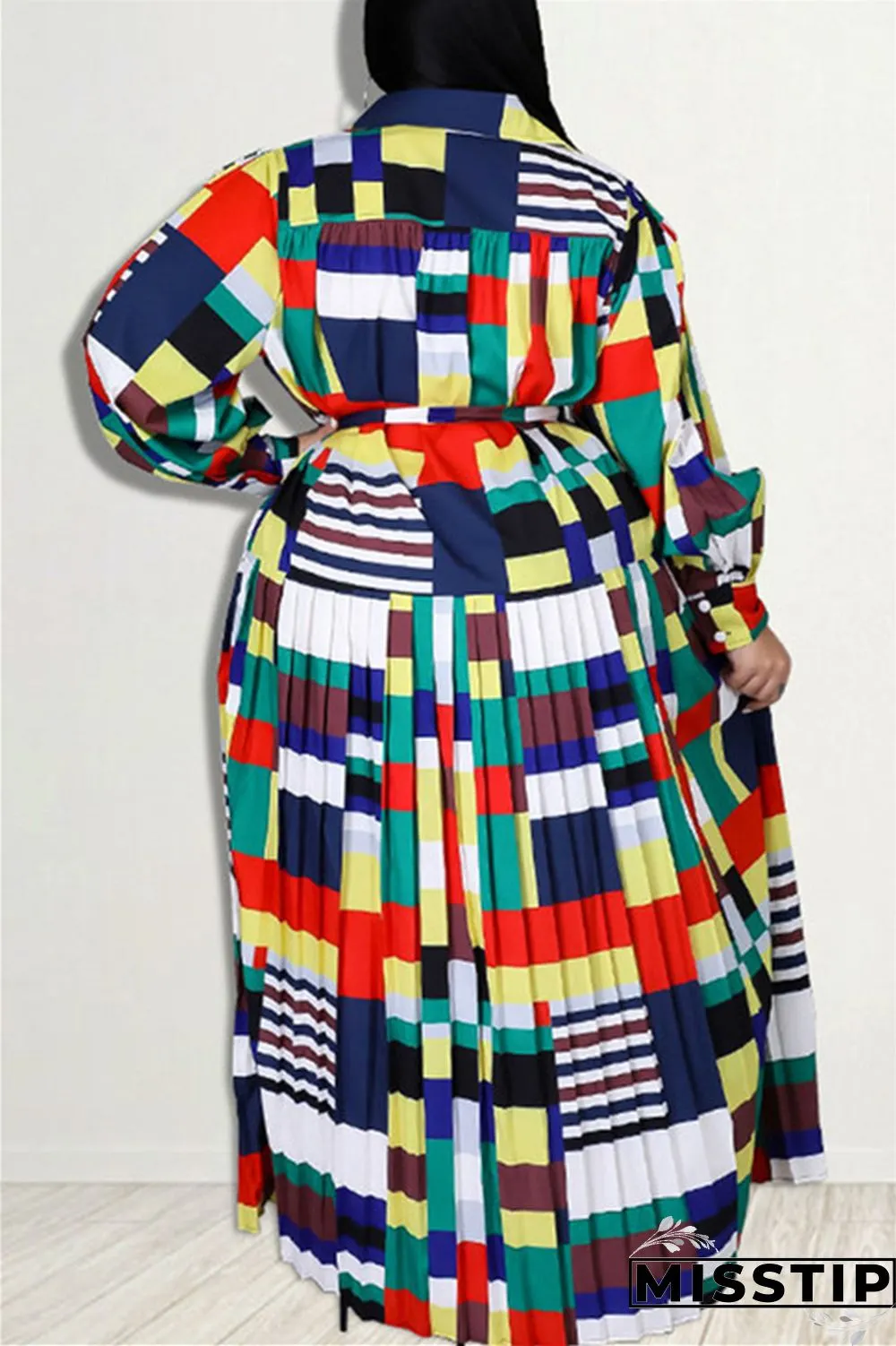Red Fashion Casual Basic Turndown Collar Long Sleeve Plus Size Dresses
