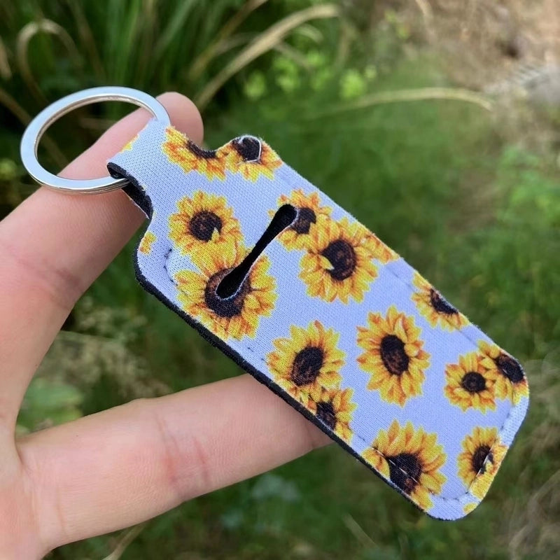 5 Pieces Pastoral Sunflower Lips Leopard Polyester Keychain