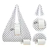 Polka Dot Nylon Storage Shoulder Bag with Key Ring Expandable Keychain Tote Bag Large Capacity Stylish Foldable Tote Handbag for Shopping Travel Commute