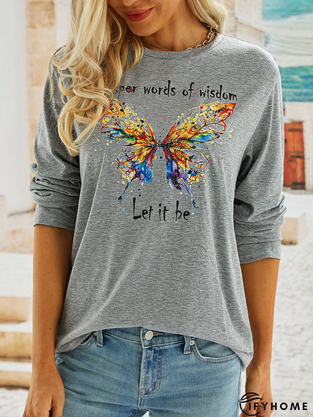 Butterfly Long sleeve Loose Casual T-Shirt | IFYHOME