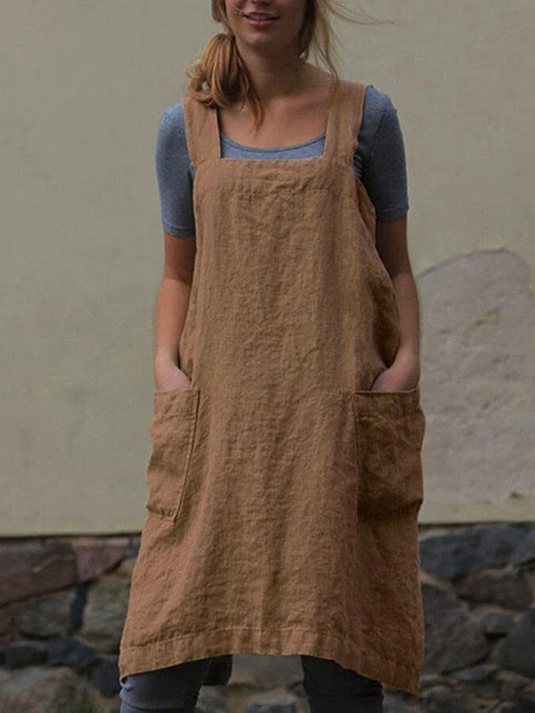 Basic Side Pocket Overall Dress