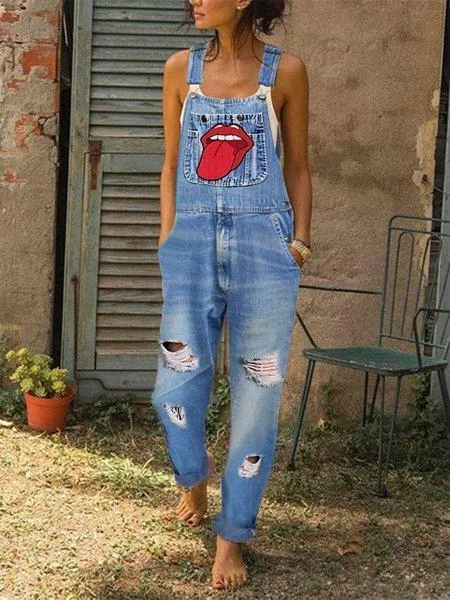 Casual Hip-hop Denim Jumpsuit