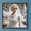 White Dressed Beauty Partial Drill Diamond Painting Kit 30x30cm