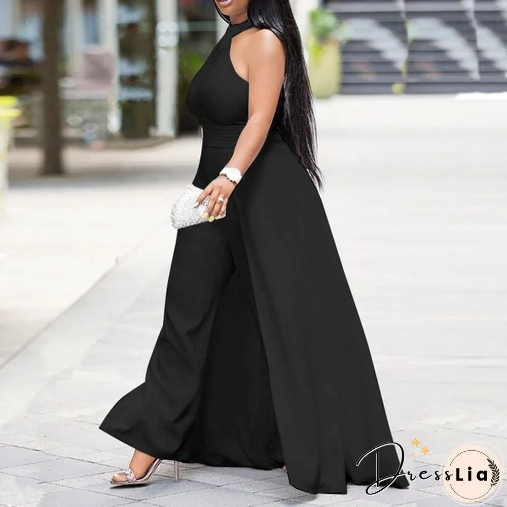 S-XL Womens Sleeveless Neck Solid Color Holiday Maxi Dress Elegant Formal Party Prom