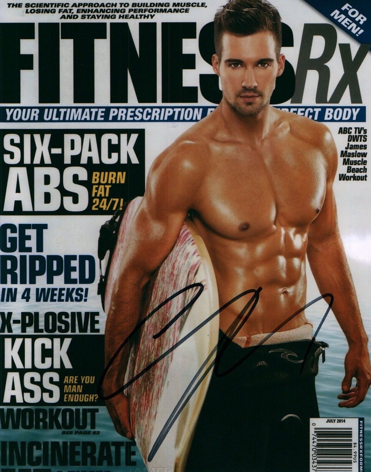 James Maslow Big Time Rush Signed 8x10 Fitness Cover Photo Poster painting Autographed COA 4