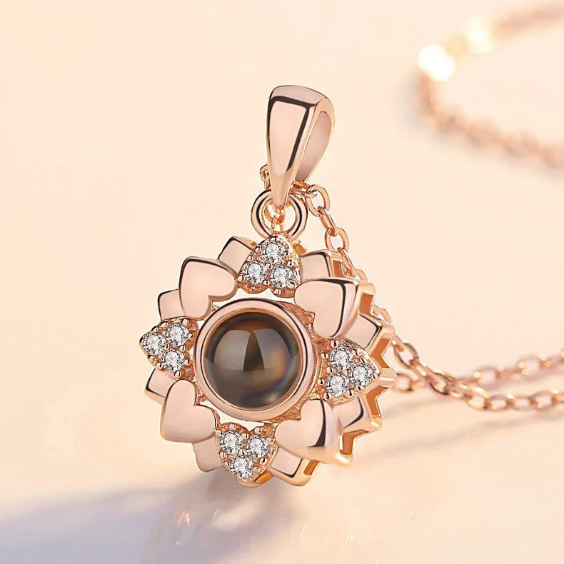 Personalized Heart Photo Necklace Sun Flower-Free Shipping