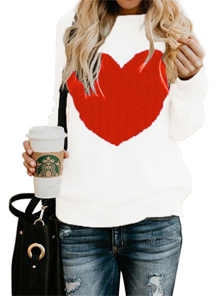 Women's Knitwear Europe and The United States Fall and Winter Big Yards Love Loose Sweater