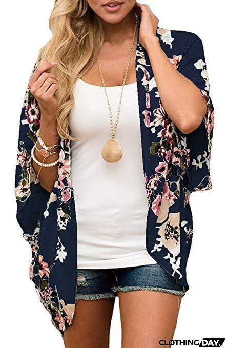 Bohemia Flower Print Summer Beach Women's Cardigan Loose Chiffon Coat