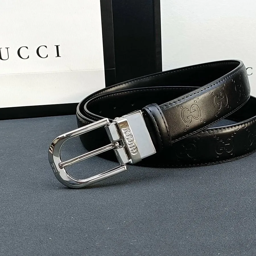 Classic New Men's Double-Sided Belt Genuine Leather Pin Buckle Business Versatile Cowhide Casual Gift Box Belt Pants Belt