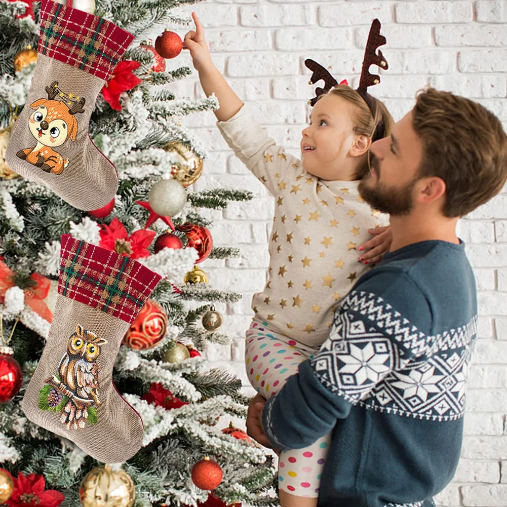 Christmas Decor Diamond Art Kits Candy Gnome Xmas Elk Owl Pine for Holiday Favor