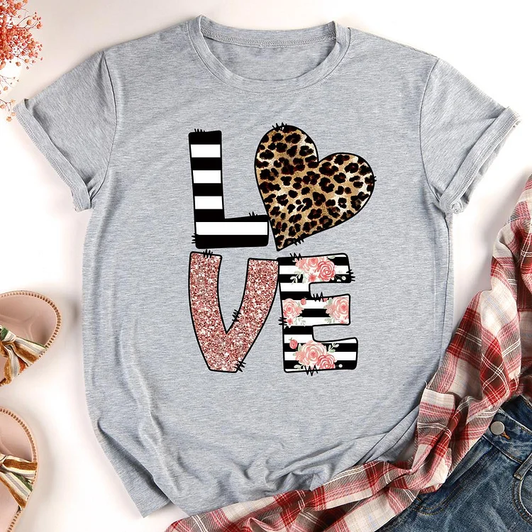 LOVE Heart Rose Valentine's Day T-shirt Tee -011654-Annaletters