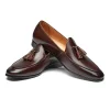 Customized Handmade Tassel Loafer shoes-Leather Sloe