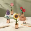 Wooden flower flower building block flower assembly diy flower arrangement children's puzzle gift