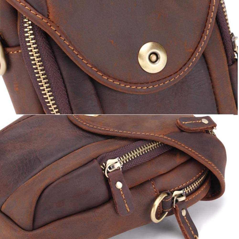 Leather Small Shoulder Bag Waist Belt Pouch Crossbody Bag Cell Phone Money Carrying Case Purse Wallet Bum Bag Fanny Pack for Men
