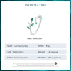 Green Leaves Leaf Opening Ring 925 Sterling Silver